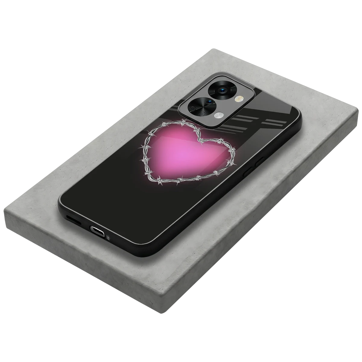 Chained Heart stylish phone case for oneplus nord 2t | glossy glass and slim fit