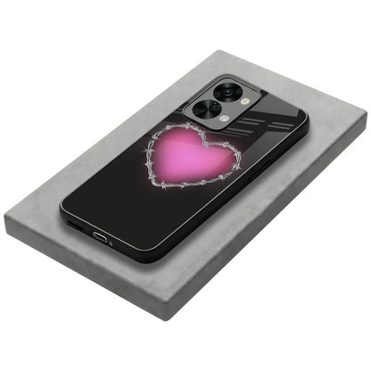 Chained Heart stylish phone case for oneplus nord 2t | glossy glass and slim fit