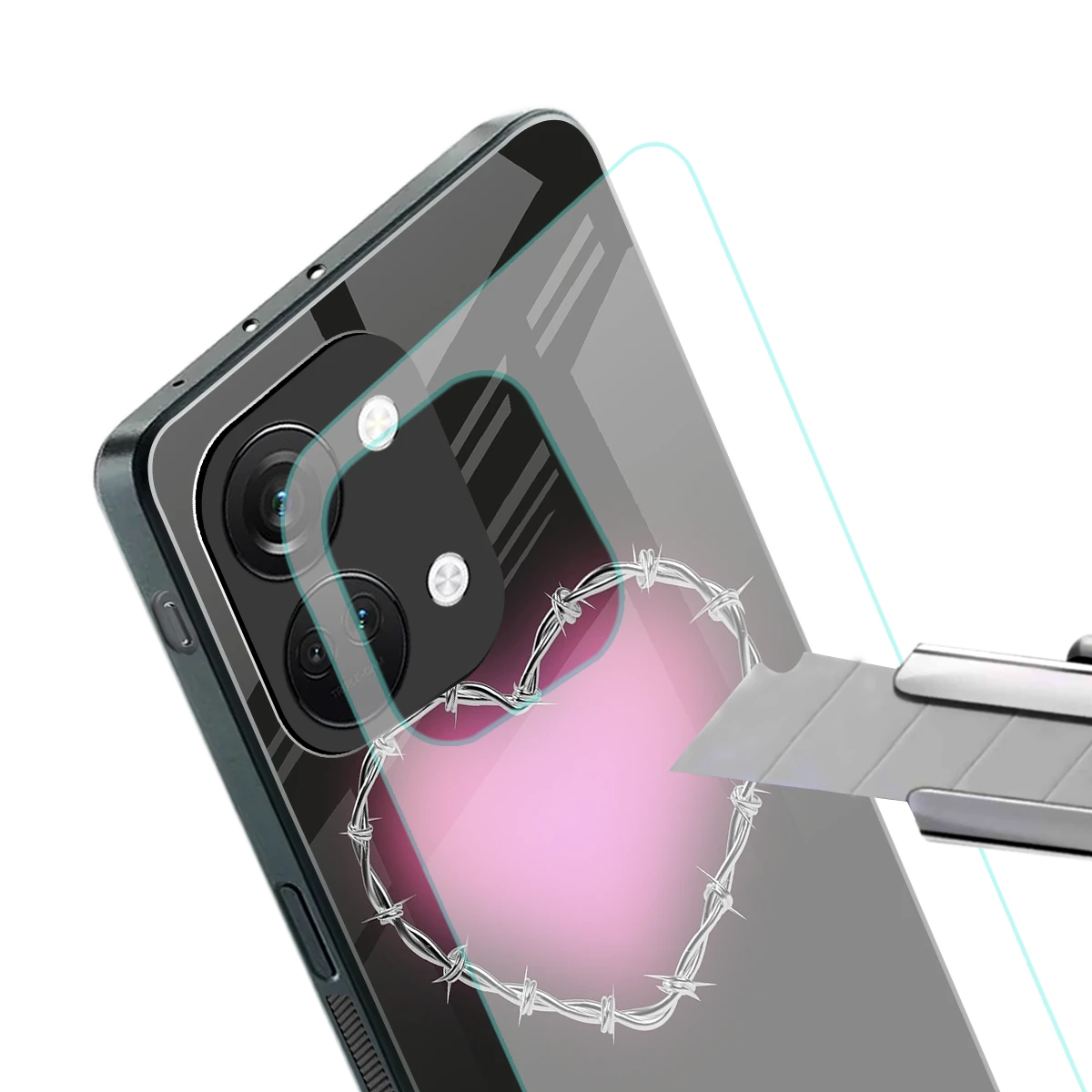Chained Heart stylish phone case for oneplus nord 3 | glossy glass and slim fit
