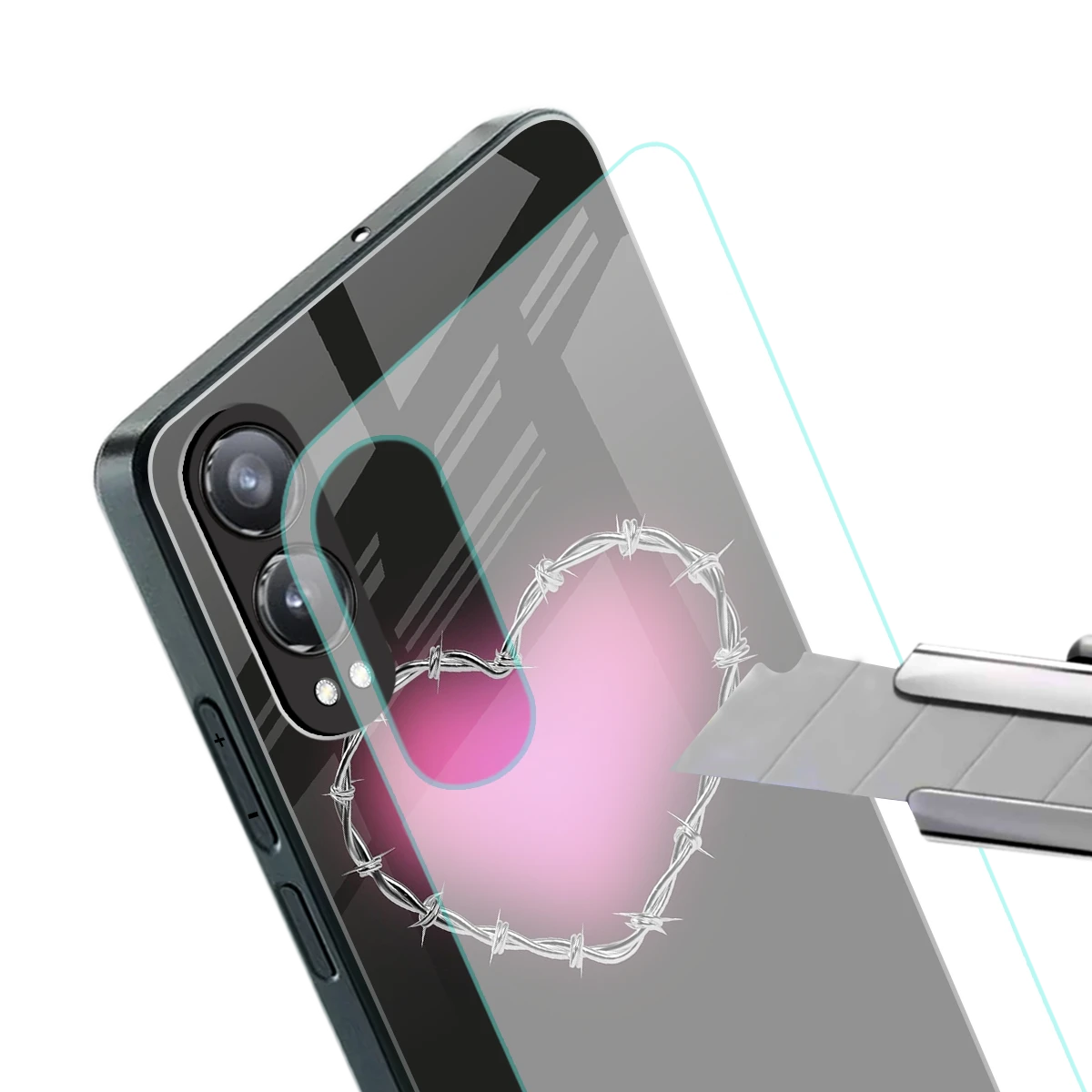 Chained Heart stylish phone case for oneplus nord ce 4 lite | glossy glass and slim fit