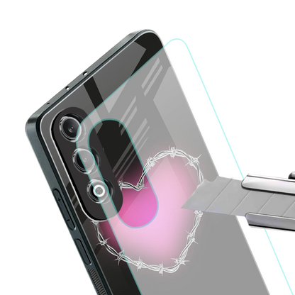 Chained Heart stylish phone case for oneplus nord ce 4 | glossy glass and slim fit