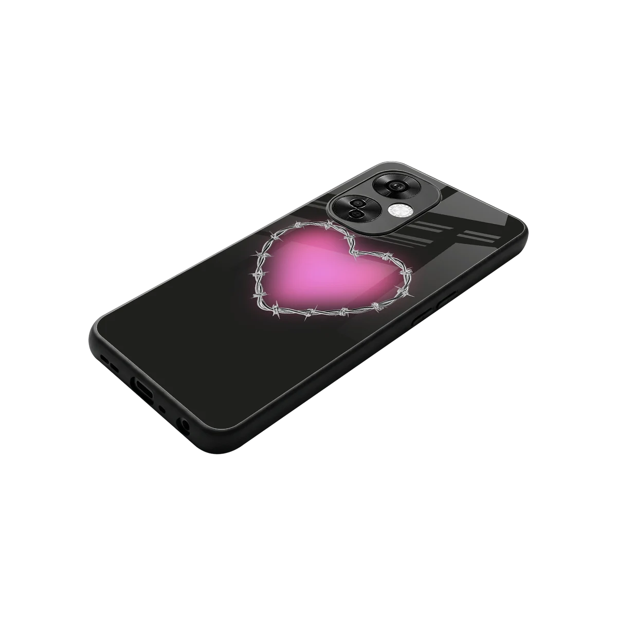 Chained Heart stylish phone case for oneplus nord ce 3 lite | glossy glass and slim fit