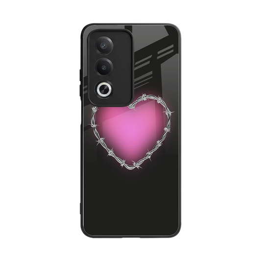 Chained Heart back phone cover | glass case for oppo a3 pro