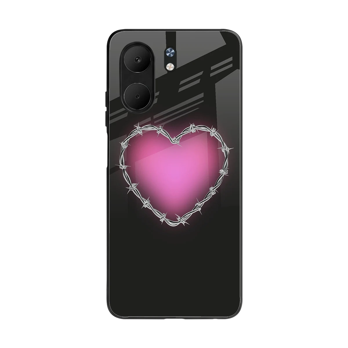 Chained Heart back phone cover | glass case for oppo a5x 5g