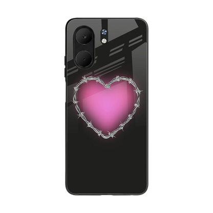Chained Heart back phone cover | glass case for oppo a5x 5g