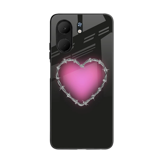 Chained Heart back phone cover | glass case for oppo a5x 5g