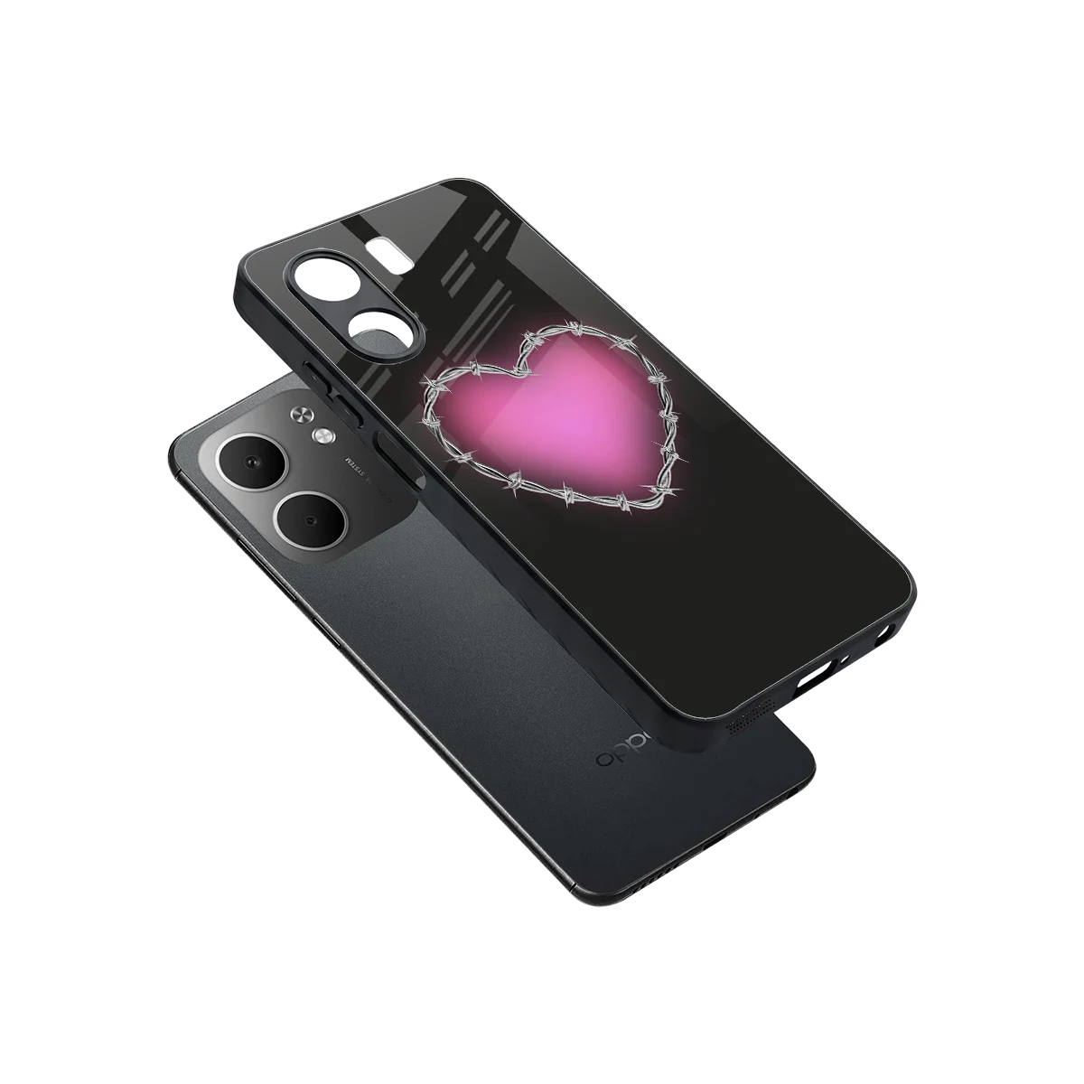 Chained Heart sleek oppo a5x 5g cover with tempered glass back and TPU edges