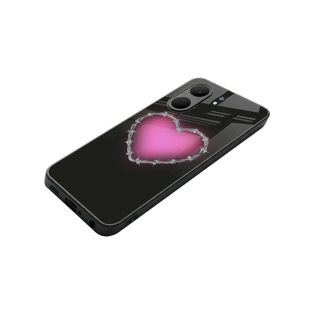 Chained Heart stylish phone case for oppo a5x 5g | glossy glass and slim fit