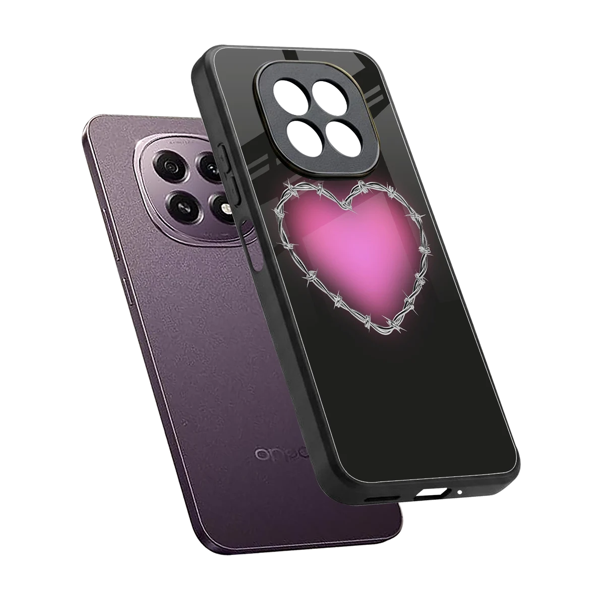 Chained Heart sleek oppo f29 5g cover with tempered glass back and TPU edges