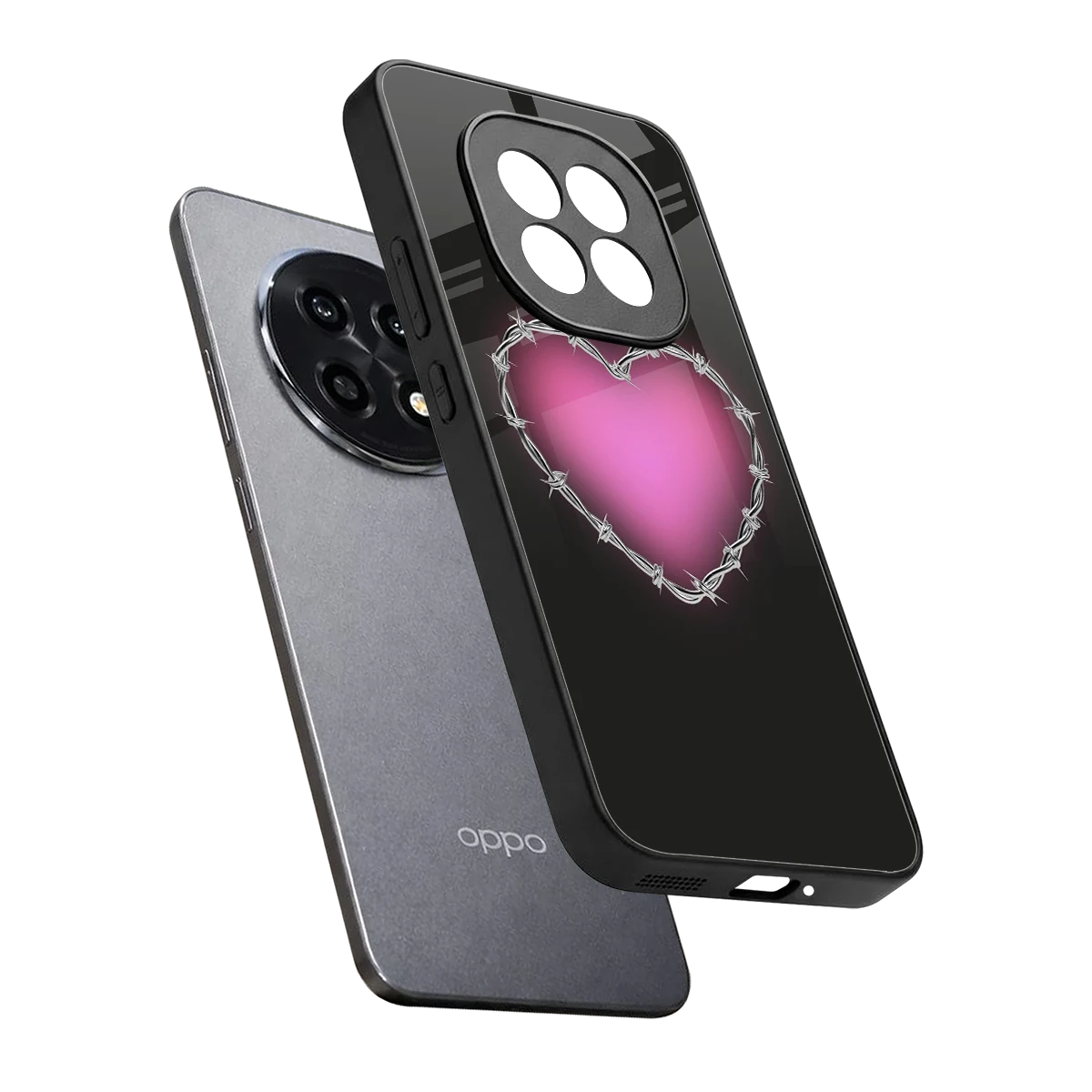 Chained Heart sleek oppo f29 pro 5g cover with tempered glass back and TPU edges