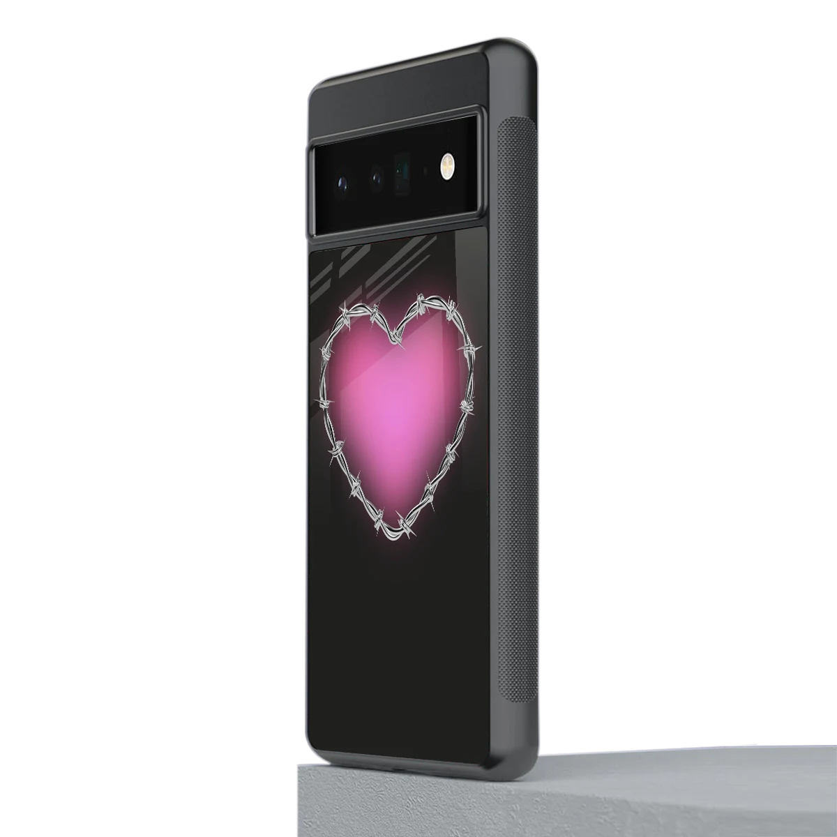 Chained Heart stylish phone case for google pixel 6 pro | glossy glass and slim fit