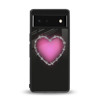 Chained Heart back phone cover | glass case for google pixel 6a