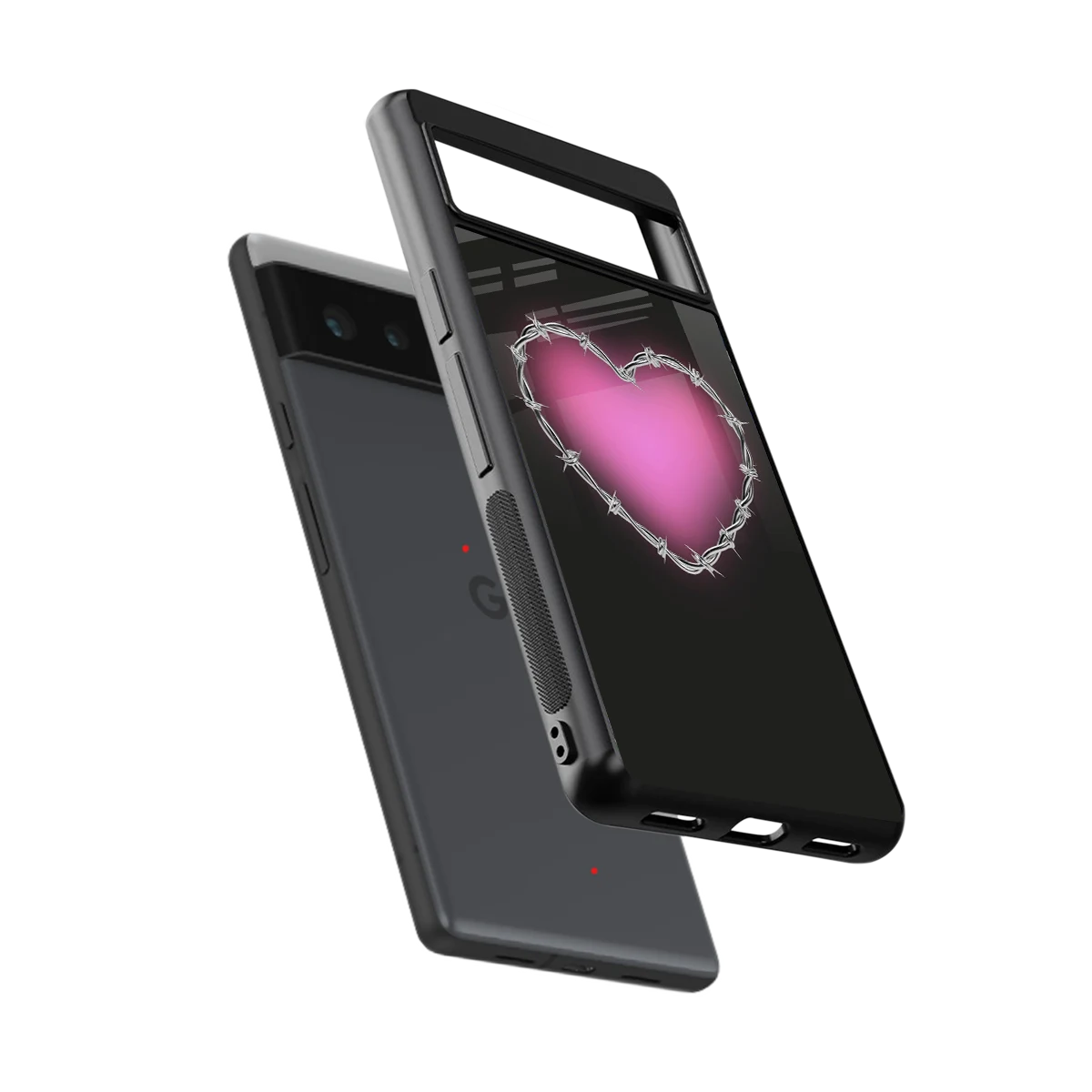 Chained Heart sleek google pixel 6a cover with tempered glass back and TPU edges
