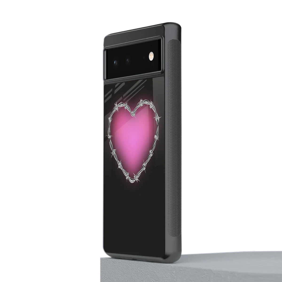 Chained Heart stylish phone case for google pixel 6a | glossy glass and slim fit