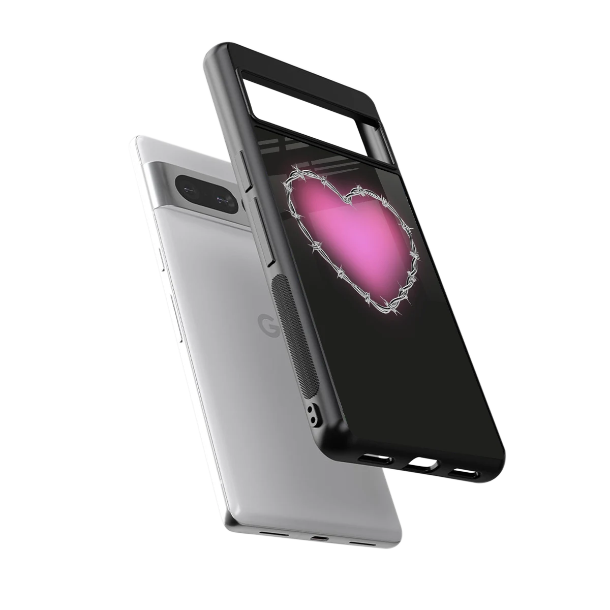 Chained Heart sleek google pixel 7 pro cover with tempered glass back and TPU edges