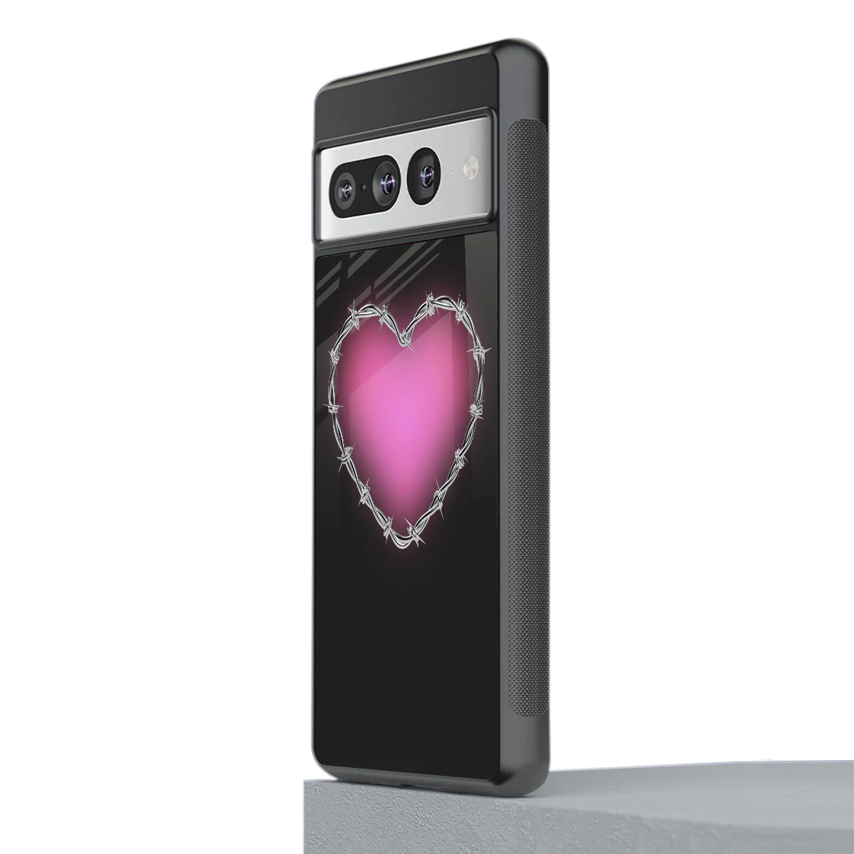 Chained Heart stylish phone case for google pixel 7 pro | glossy glass and slim fit