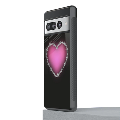Chained Heart stylish phone case for google pixel 7 pro | glossy glass and slim fit