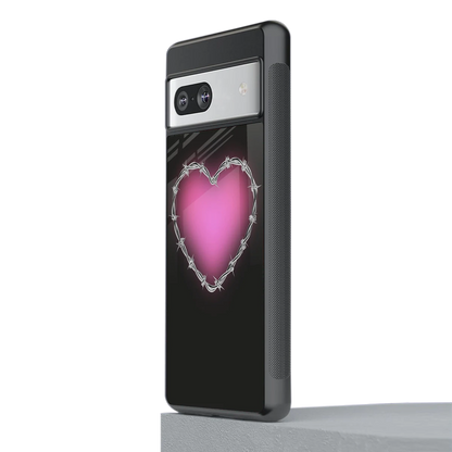 Chained Heart stylish phone case for google pixel 7a | glossy glass and slim fit