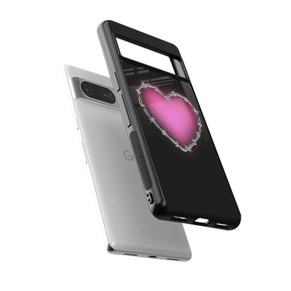 Chained Heart sleek google pixel 8 cover with tempered glass back and TPU edges