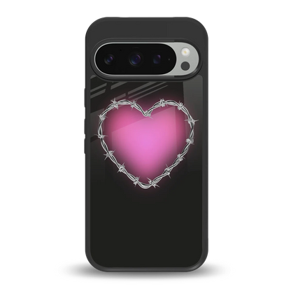 Chained Heart back phone cover | glass case for google pixel 9 pro
