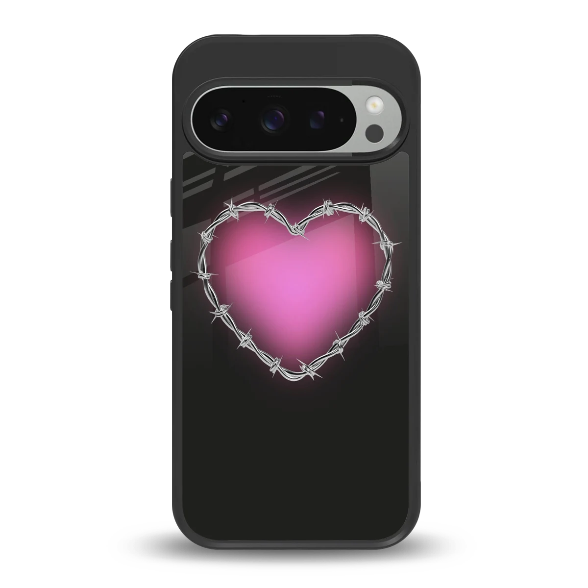Chained Heart back phone cover | glass case for google pixel 9 pro xl