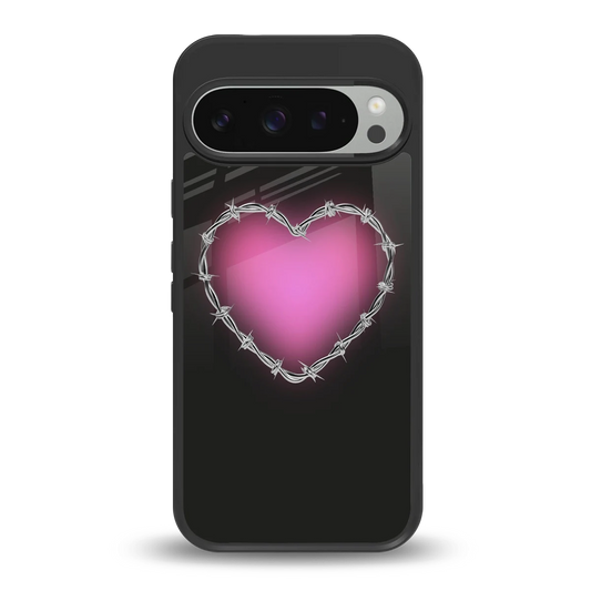 Chained Heart back phone cover | glass case for google pixel 9 pro xl