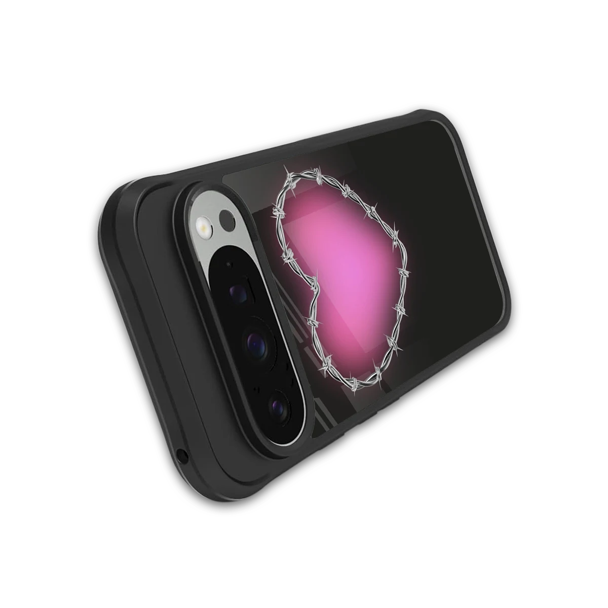 Chained Heart stylish phone case for google pixel 9 pro xl | glossy glass and slim fit