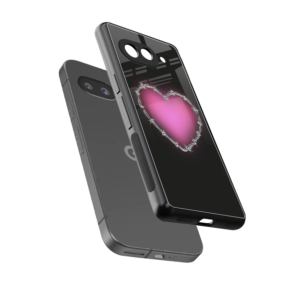 Chained Heart sleek google pixel 10a cover with tempered glass back and TPU edges