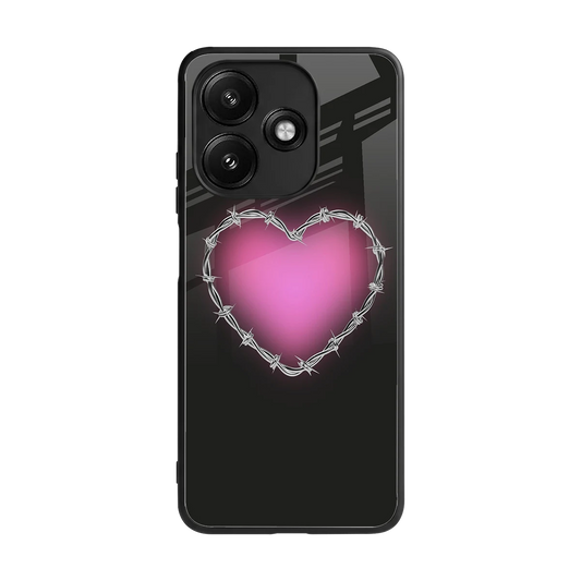 Chained Heart back phone cover | glass case for redmi 12 5g