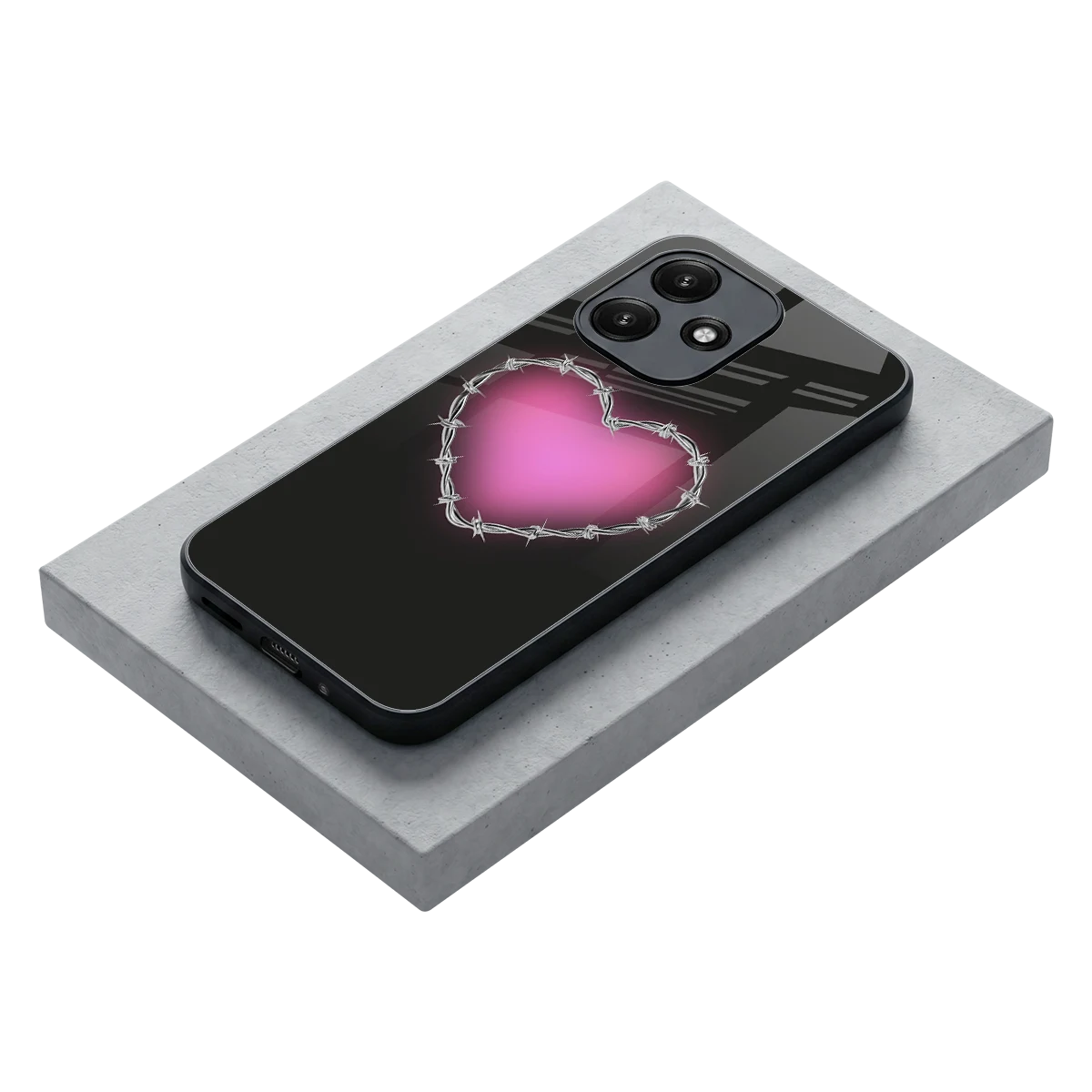 Chained Heart stylish phone case for redmi 12 5g | glossy glass and slim fit