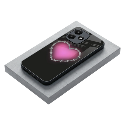 Chained Heart stylish phone case for redmi 12 5g | glossy glass and slim fit