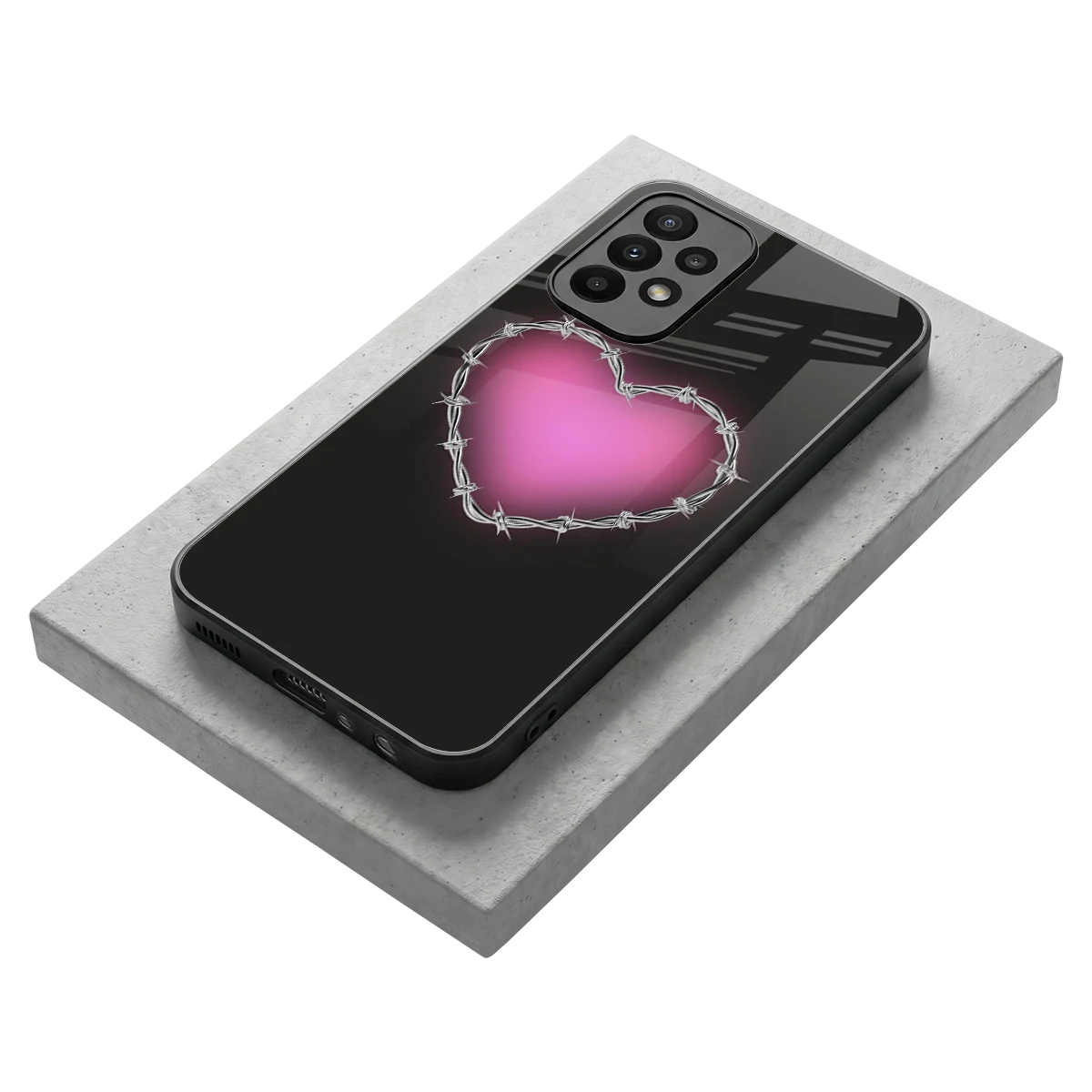 Chained Heart stylish phone case for samsung galaxy a23 | glossy glass and slim fit
