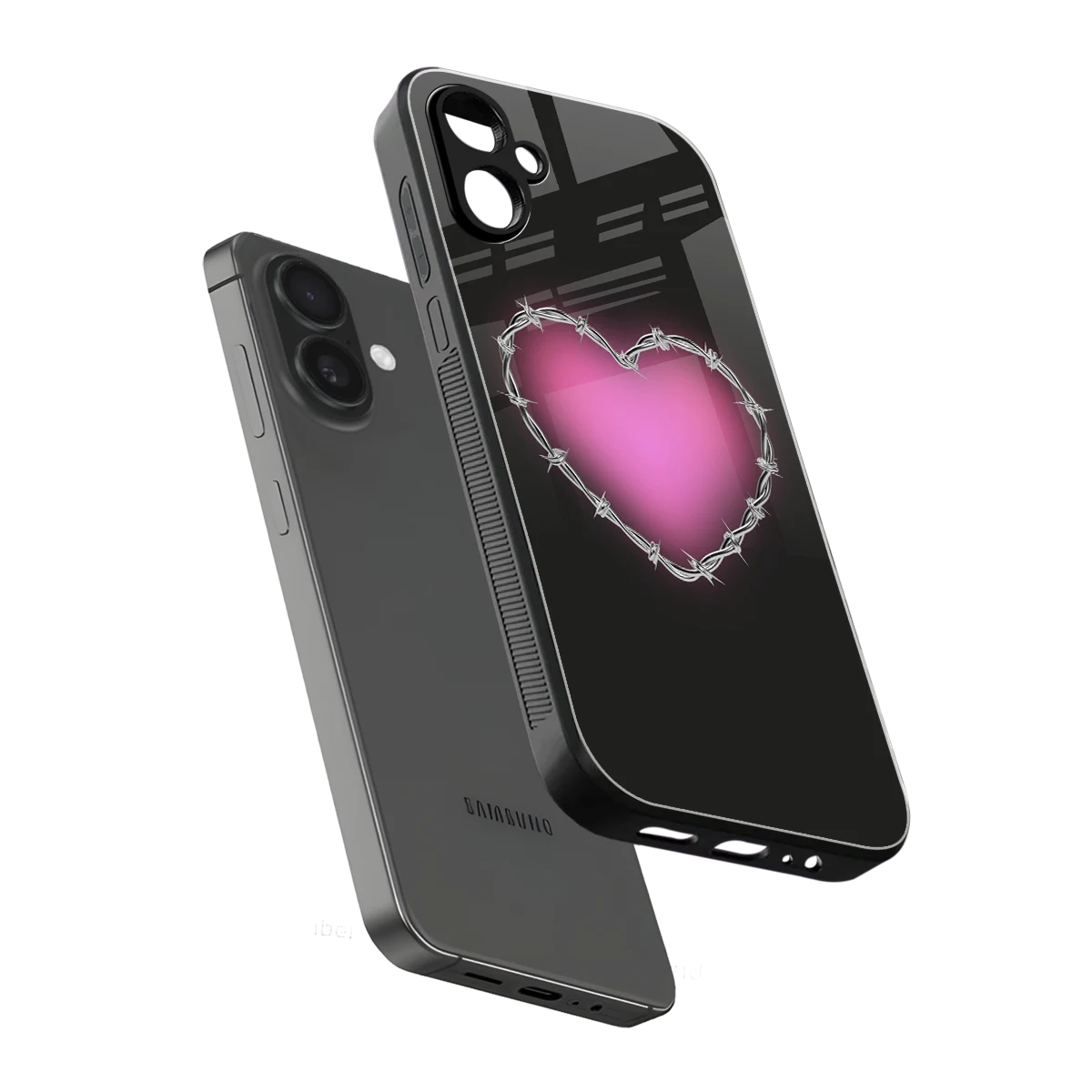 Chained Heart sleek samsung galaxy a06 5g cover with tempered glass back and TPU edges