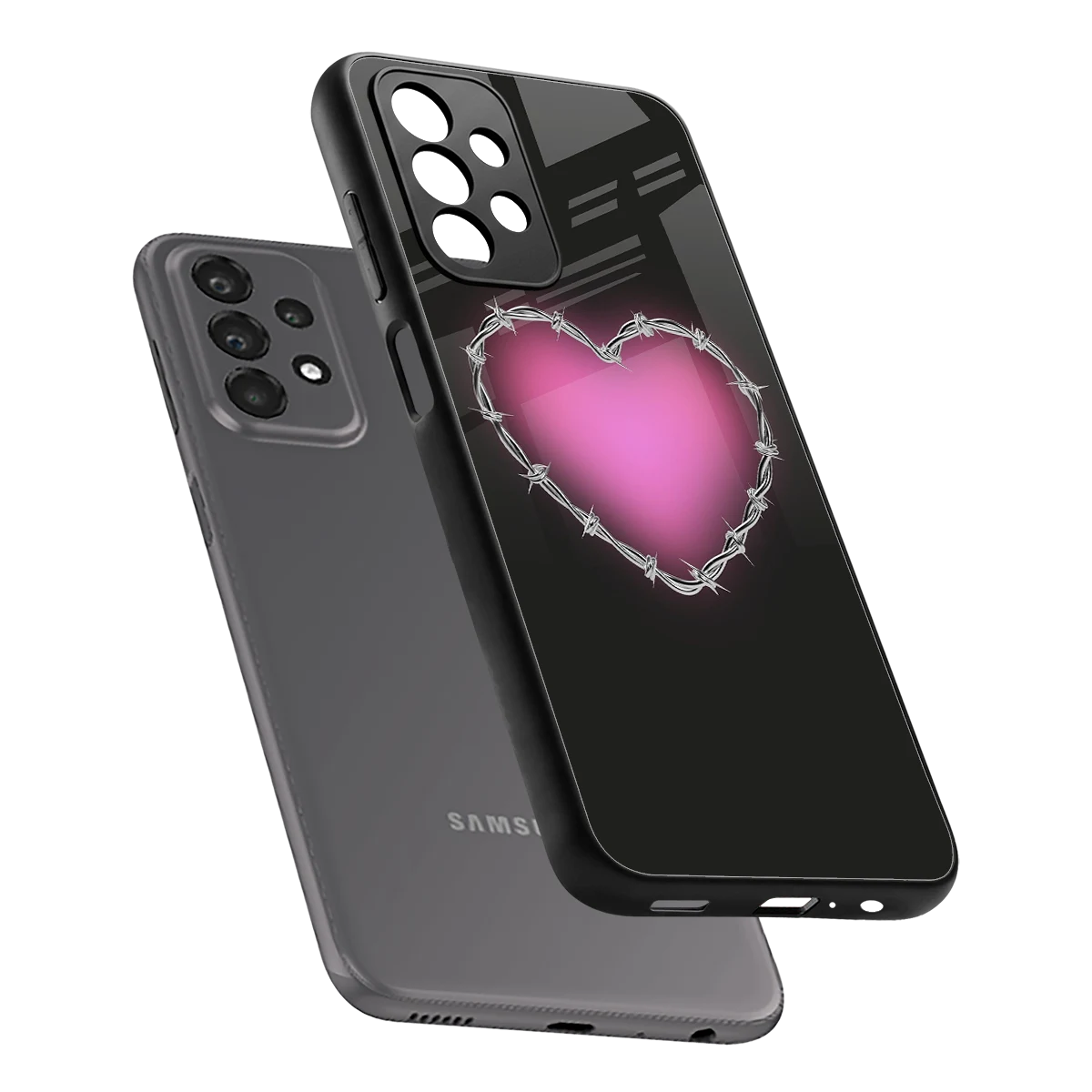 Chained Heart sleek samsung galaxy a23 cover with tempered glass back and TPU edges