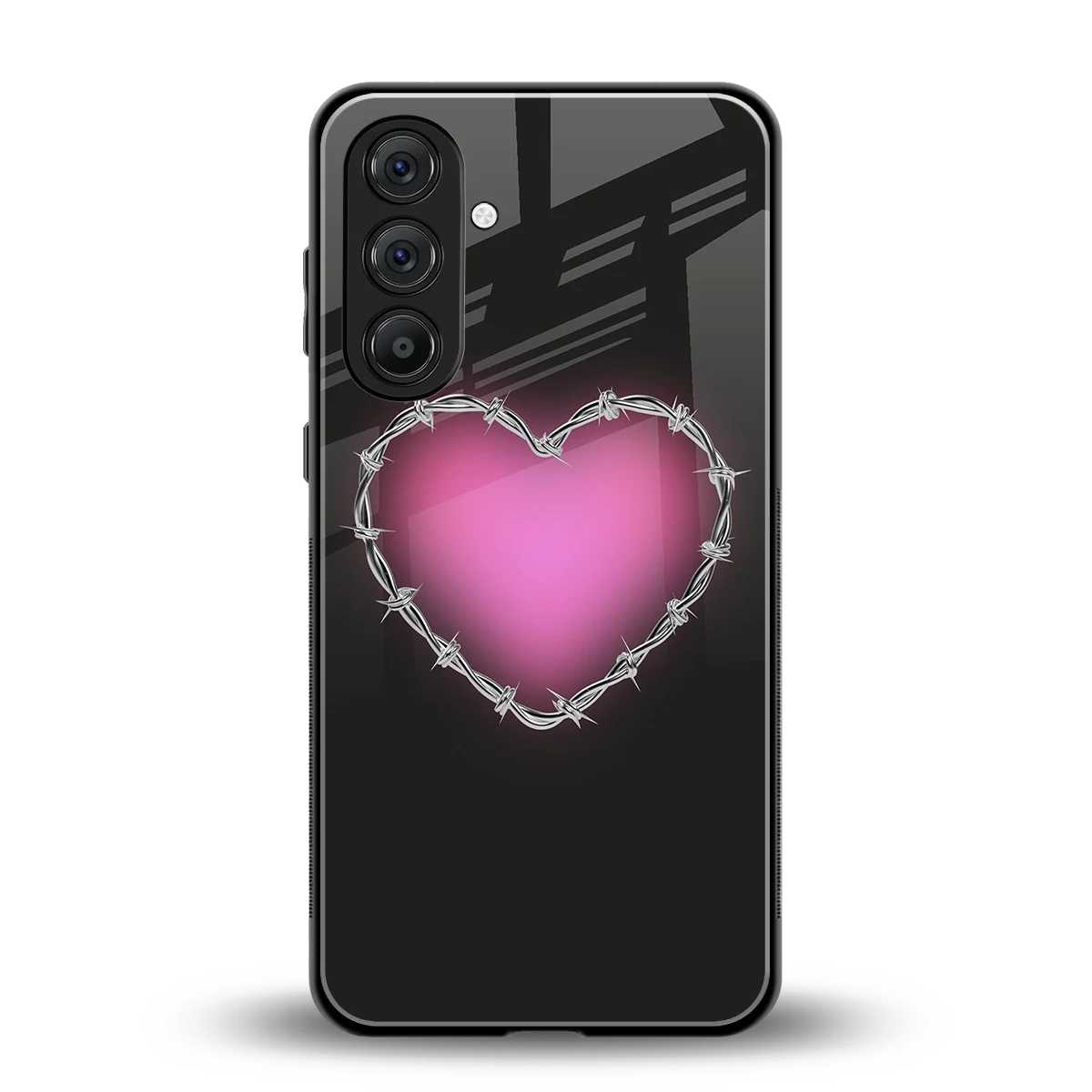 Chained Heart back phone cover | glass case for samsung galaxy a55 5g