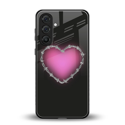 Chained Heart back phone cover | glass case for samsung galaxy m36 5g