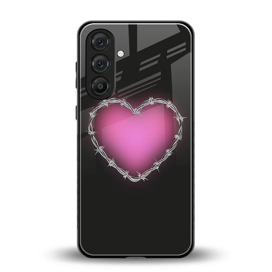Chained Heart back phone cover | glass case for samsung galaxy m36 5g