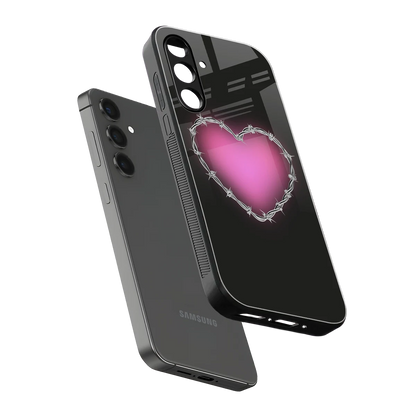 Chained Heart sleek samsung galaxy m35 5g cover with tempered glass back and TPU edges