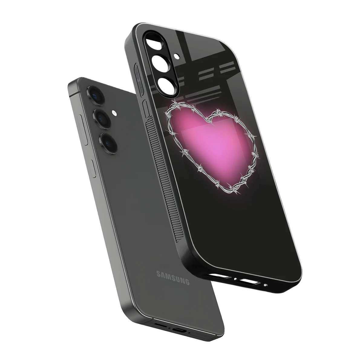Chained Heart sleek samsung galaxy a55 5g cover with tempered glass back and TPU edges