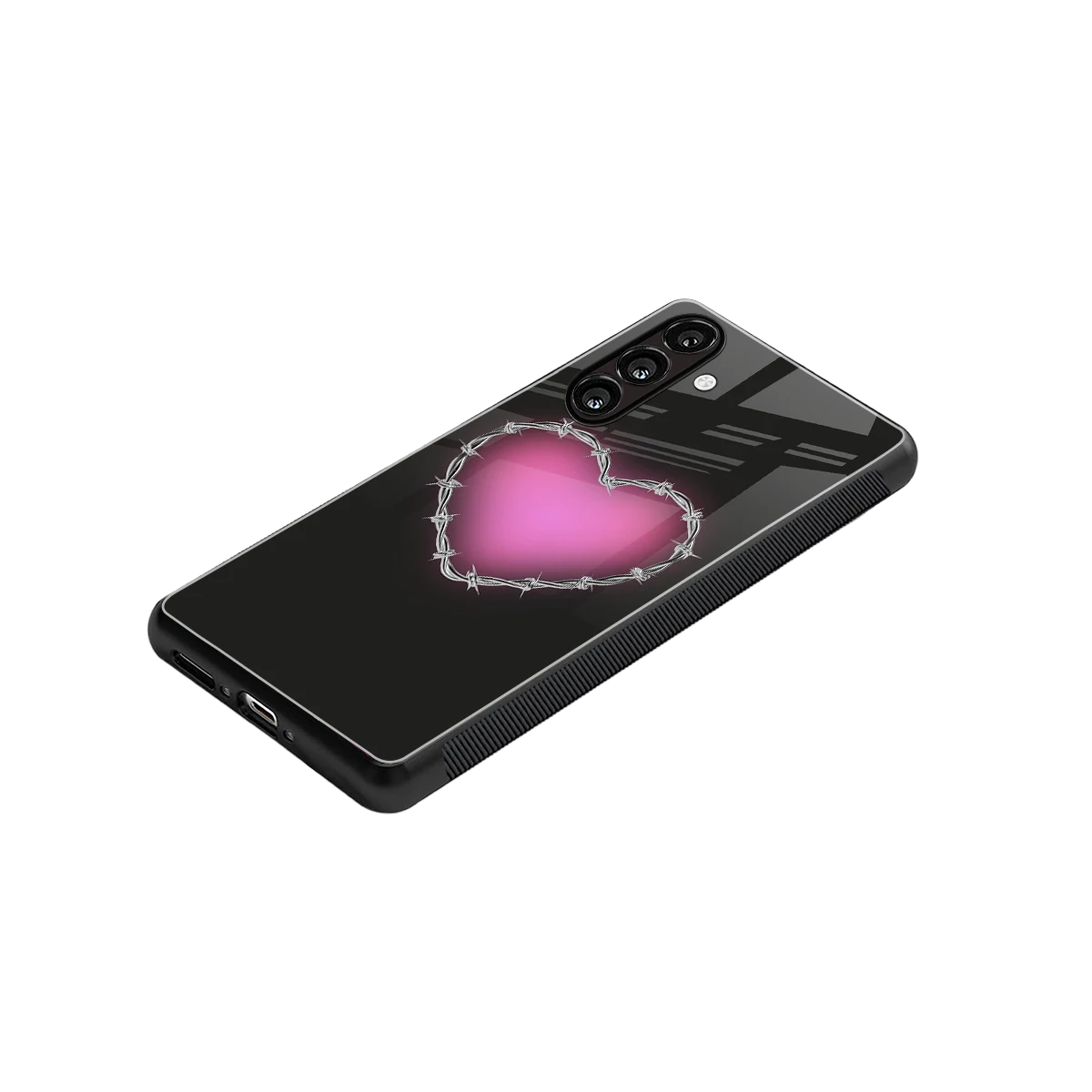 Chained Heart stylish phone case for samsung galaxy a55 5g | glossy glass and slim fit