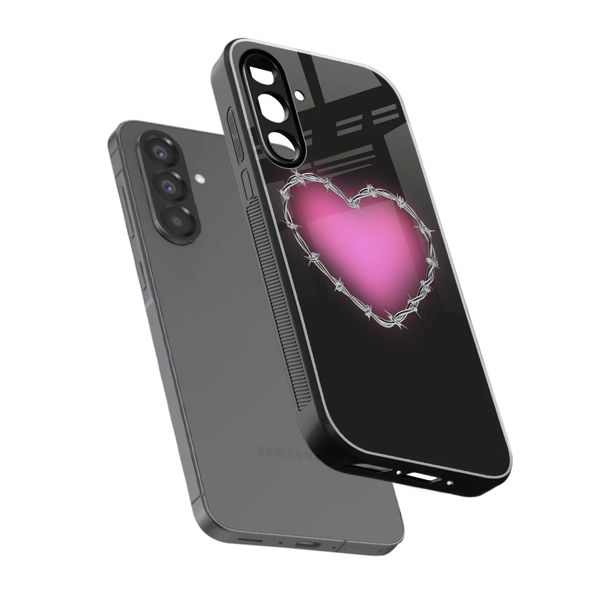 Chained Heart sleek samsung galaxy a56 5g cover with tempered glass back and TPU edges