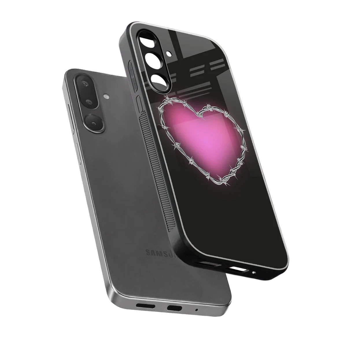 Chained Heart sleek samsung galaxy m36 5g cover with tempered glass back and TPU edges