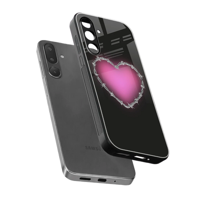 Chained Heart sleek samsung galaxy m36 5g cover with tempered glass back and TPU edges