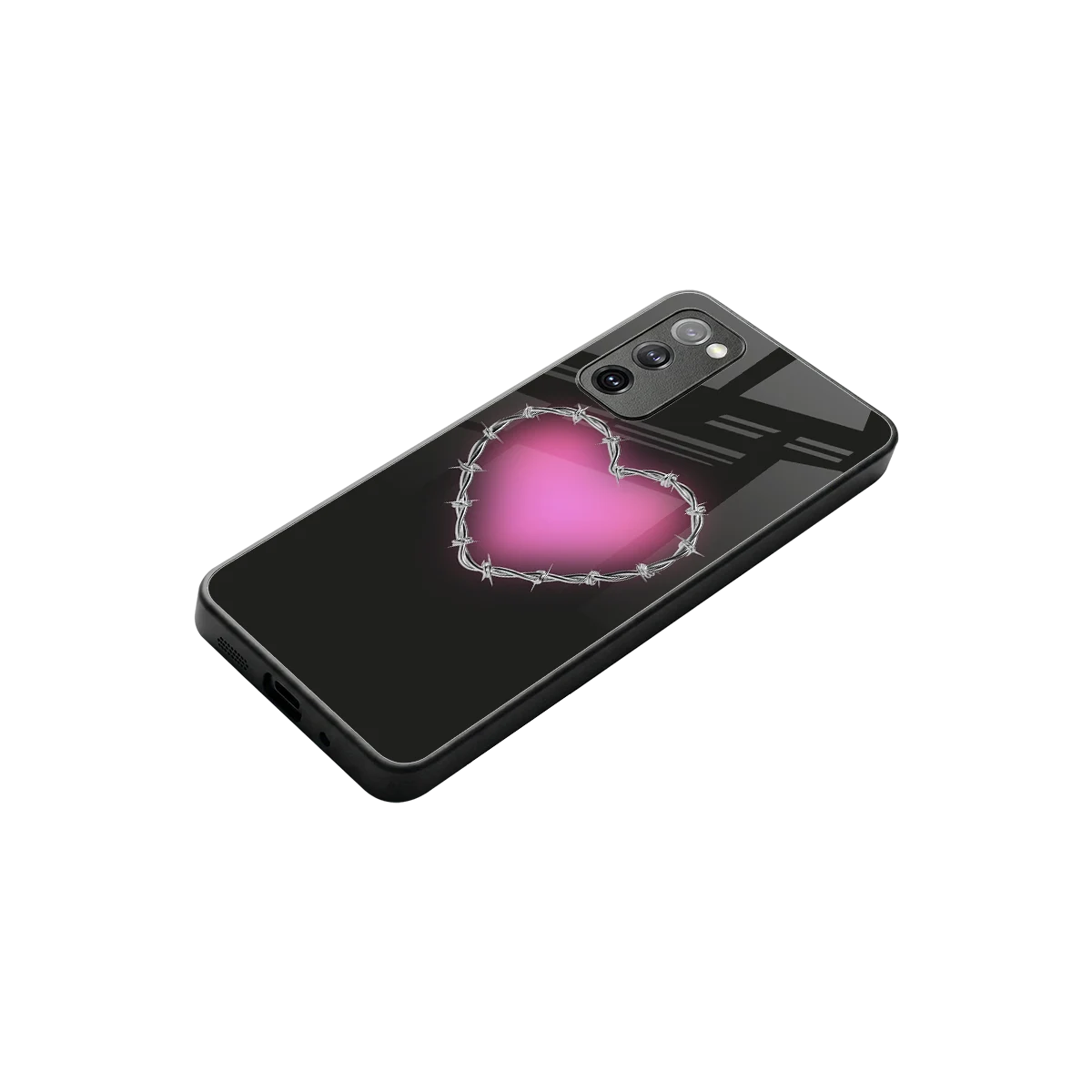 Chained Heart stylish phone case for samsung galaxy s20 fe | glossy glass and slim fit