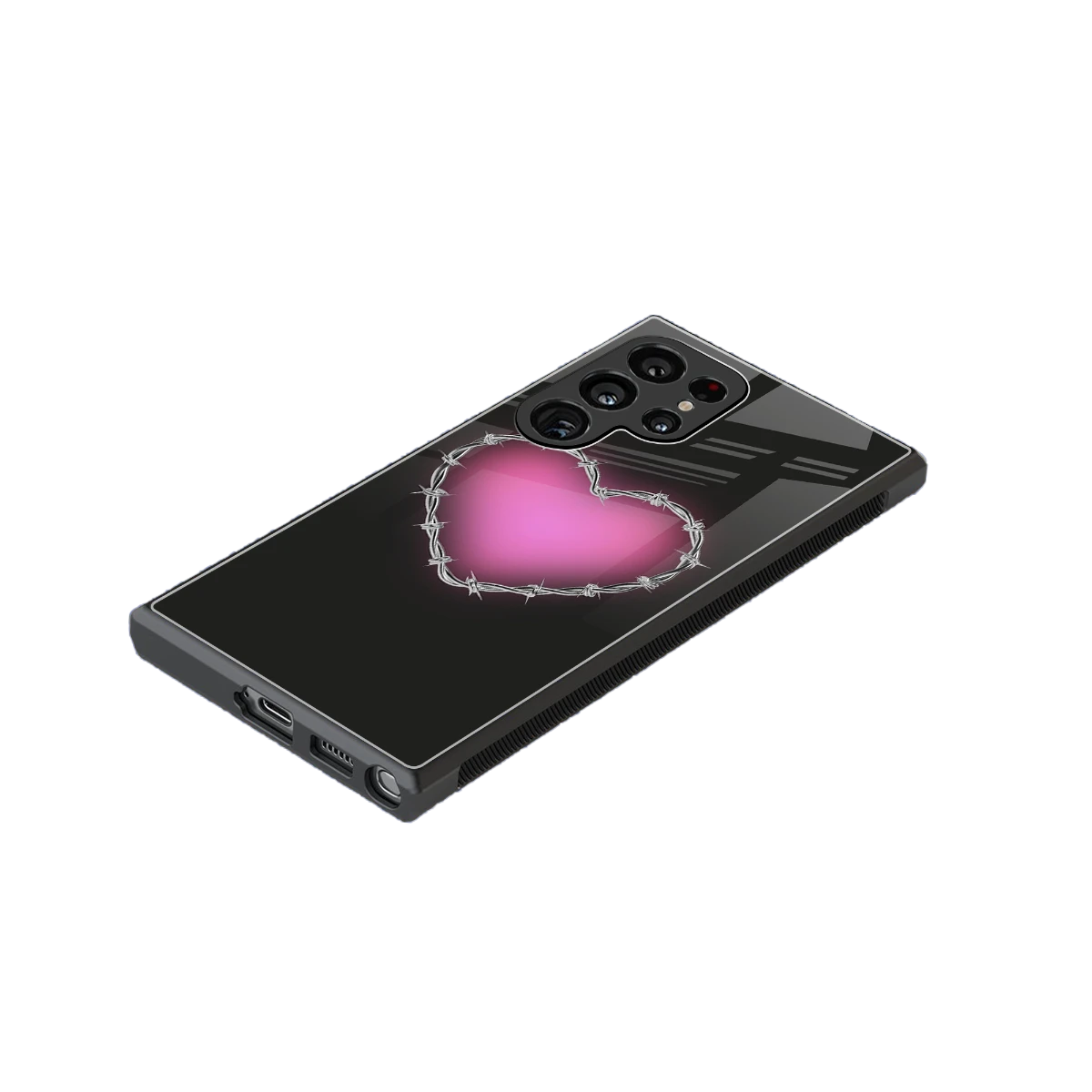 Chained Heart stylish phone case for samsung galaxy s23 ultra | glossy glass and slim fit