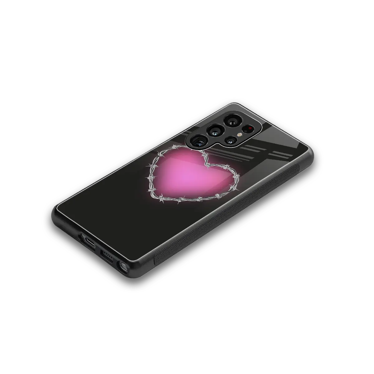 Chained Heart stylish phone case for samsung galaxy s26 ultra | glossy glass and slim fit