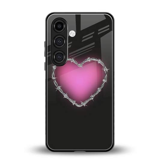 Chained Heart back phone cover | glass case for samsung galaxy s24 plus