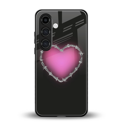 Chained Heart back phone cover | glass case for samsung galaxy s25 fe