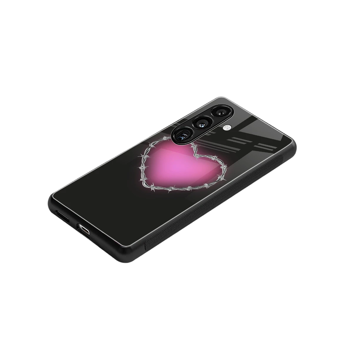 Chained Heart stylish phone case for samsung galaxy s25 fe | glossy glass and slim fit