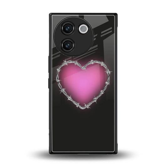 Chained Heart back phone cover | glass case for vivo v30e